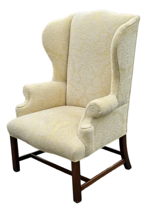 Late 20th Century Damask Upholstered Wingback Chair