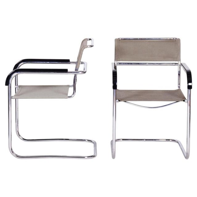 Czech Bauhaus Chrome Armchairs attributed to Marcel Breuer for Thonet, 1930s, Set of 2 For Sale - Image 12 of 12