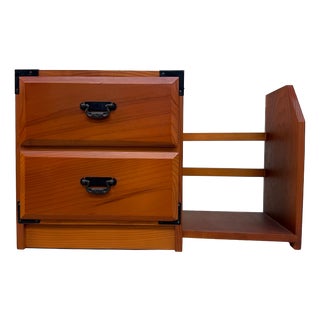 Small Japanese Desk Cabinet with Extendable Bookend, 1980s For Sale