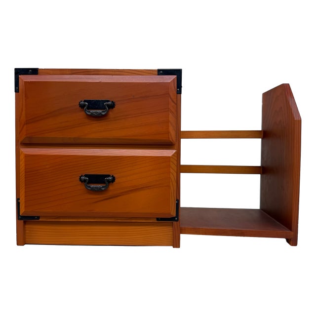 Small Japanese Desk Cabinet with Extendable Bookend, 1980s For Sale