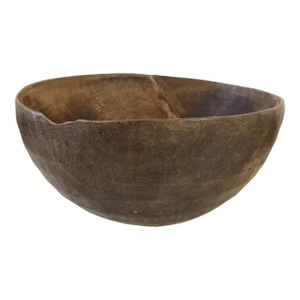 African Hausa Engraved Wooden Bowl From Niger 12" Diameter