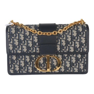 Blue Oblique Dior 30 Montaigne Chain Bag For Sale