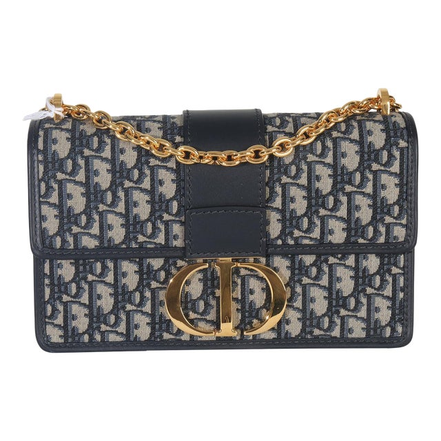 Blue Oblique Dior 30 Montaigne Chain Bag For Sale