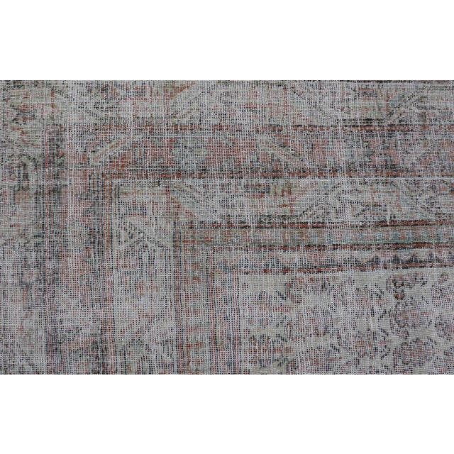 Textile Antique Distressed Persian Mahal Rug With Large Medallion in Muted Colors For Sale - Image 7 of 12