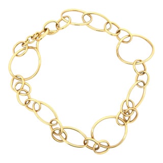 Vintage Italian 18k Gold Modernist Open Link Necklace For Sale