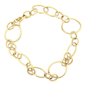 Vintage Italian 18k Gold Modernist Open Link Necklace