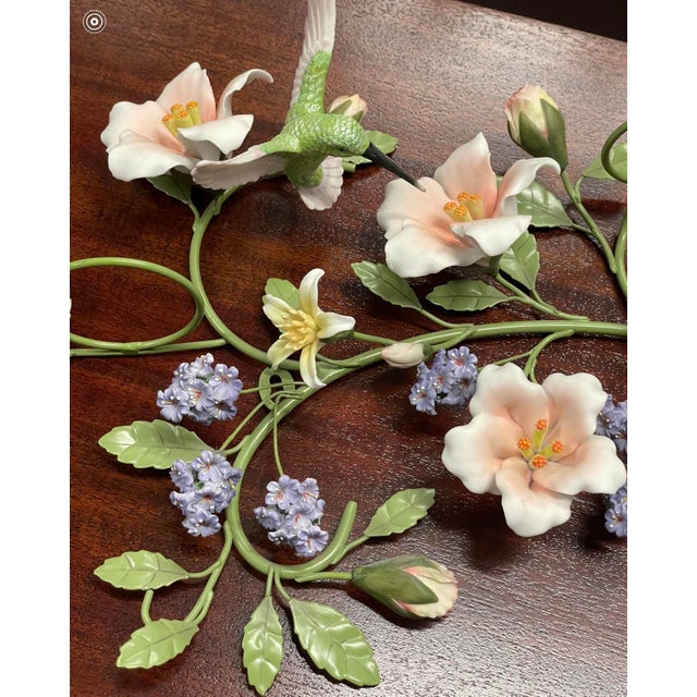 Vintage Porcelain and Tole Floral Candle Holder Wall Sconces - Set of 4 For Sale - Image 9 of 11
