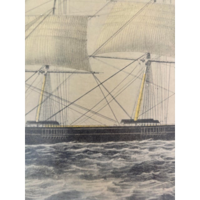 Off-white Currier & Ives “Clippership Nightingale” Hand Colored 1854 Lithograph From the Personal Collection of Curtis L. Carter For Sale - Image 8 of 12