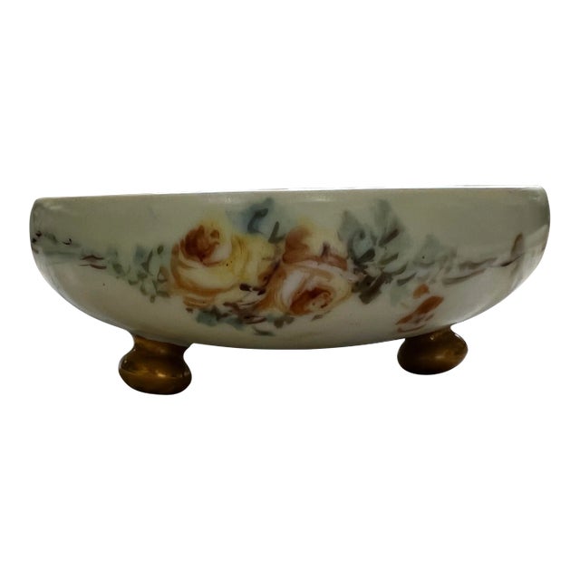 Royal Bavaria Porcelain Bowl Hand Painted With Opalescent Interior Early 20th Century For Sale