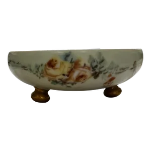 Royal Bavaria Porcelain Bowl Hand Painted With Opalescent Interior Early 20th Century