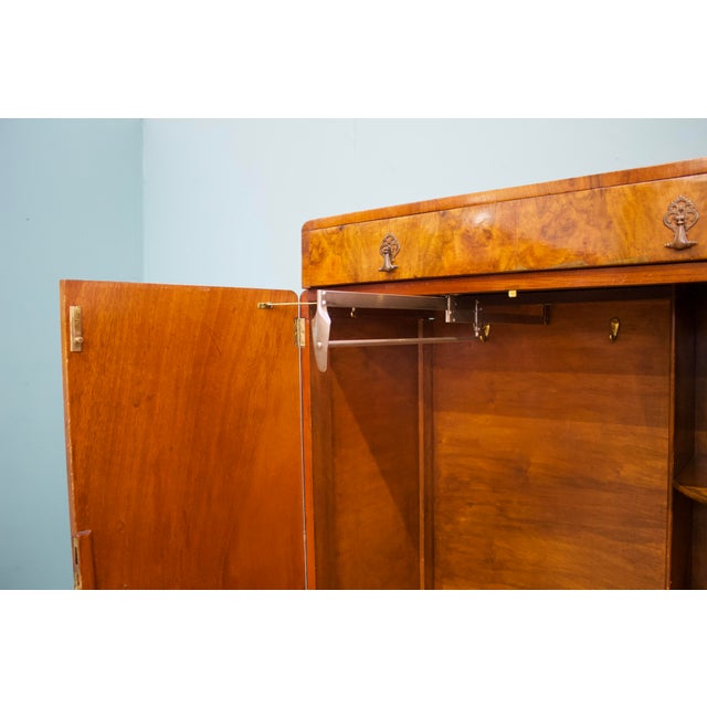 Brown Art Deco Walnut Compact Wardrobe, 1930s For Sale - Image 8 of 11