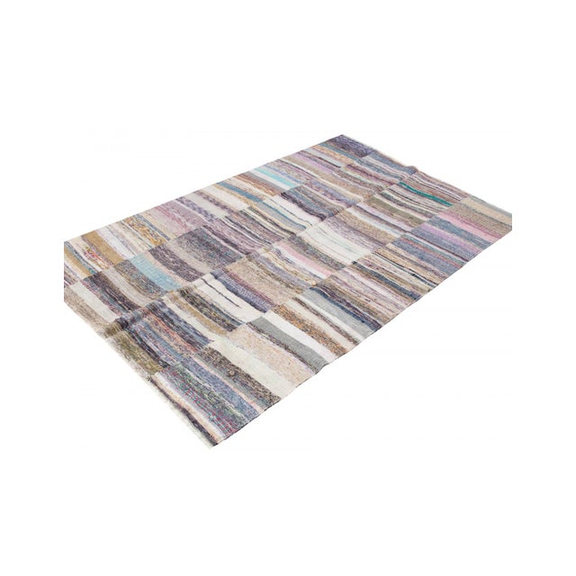 Vintage decorative handwoven rag kilim rug from Adana region of Turkey. Approximatelly 35-45 years old. In very good...