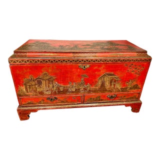 18th C. Japanned or Chinoiserie Coffer or Trunk For Sale