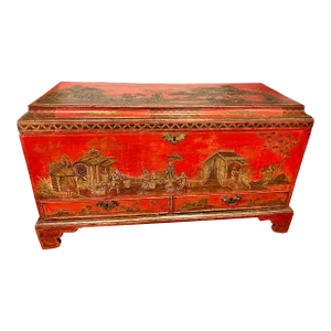 18th C. Japanned or Chinoiserie Coffer or Trunk