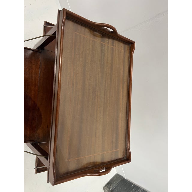 Mahogany Serving Table with Marquetry Net Decoration For Sale - Image 4 of 11