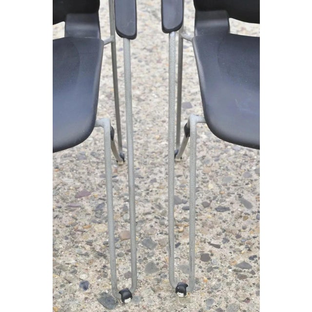 Metal Haworth Zooey Chu Modern Stacking Waiting Room Office Dining Chairs - Set of 4 For Sale - Image 7 of 11