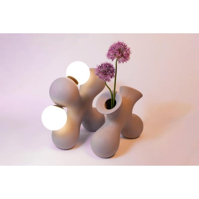 Tabono Table Lamp and Vase Set in Ceramic by Soheila Mahmoodi, Set of 2 For Sale - Image 4 of 18