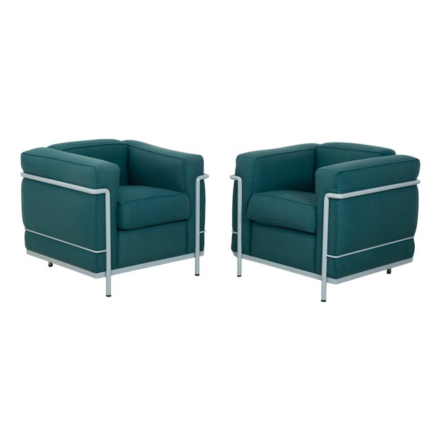 LC 2 Fabric Chairs by Le Corbusier for Cassina, Set of 2 For Sale