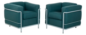 LC 2 Fabric Chairs by Le Corbusier for Cassina, Set of 2