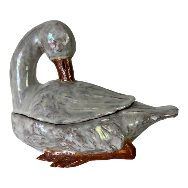 1980's Yoel Zidon Art Terracotta Glaze Swan Sculpture/Sold For Sale