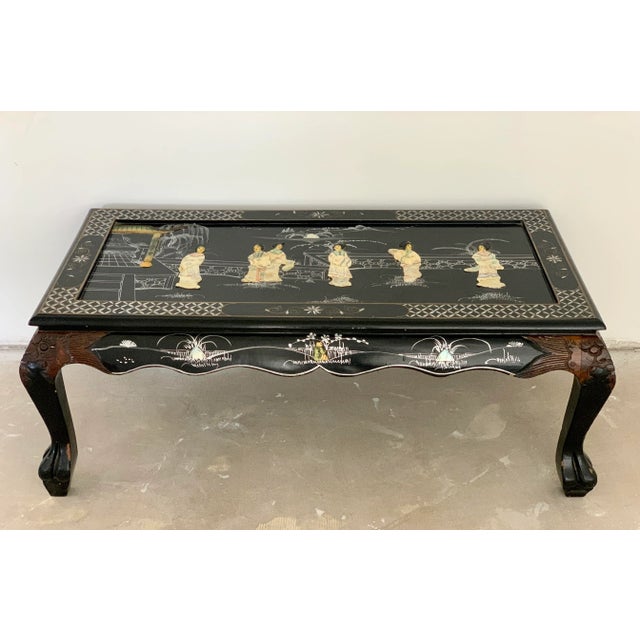 Black Lacquer Chinoiserie Coffee Table For Sale - Image 10 of 10