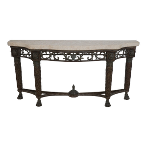 Maitland Smith Travertine Top Bronze Console Table
