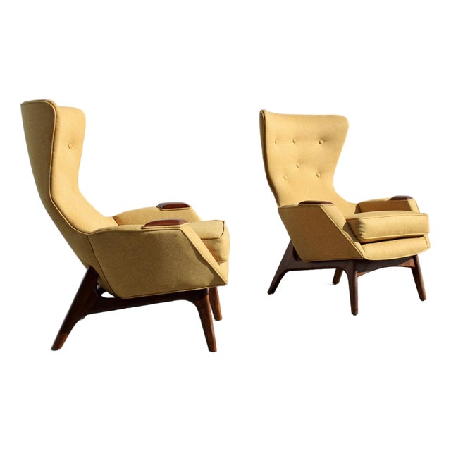 Pair of Mid Century Walnut Wing High Back Chair Model 2231-C Attributed to Adrian Pearsall for Craft Associates For Sale