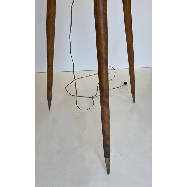 Vintage Surveyor’s Tripod Floor Lamp in Oak With Brass Hardware, 61” H For Sale - Image 12 of 12