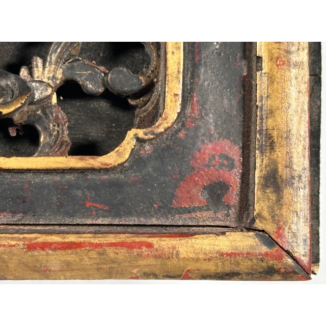 Antique Chinese Gilt Lacquered Qilin Architectural Panel For Sale - Image 10 of 17