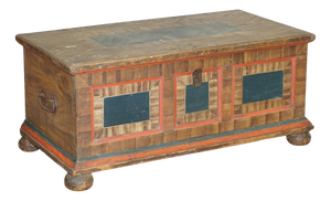 Large European Painted Blanket Trunk, 1800s