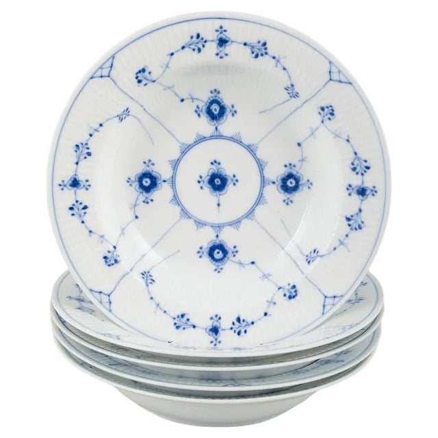 1930s Blue Fluted Plain Deep Plates in Porcelain from Royal Copenhagen, 1936, Set of 5 For Sale - Image 5 of 5