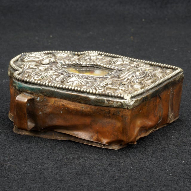 Early 20th C Tibetan Silver Gau Traveling Shrine Box With Fabric Case For Sale In Phoenix - Image 6 of 9