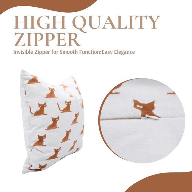 Fabdivine Handmade Block Print Halloween Pillow Cover Cat Design, Spooky Holiday Décor Size-12x20 For Sale - Image 4 of 6