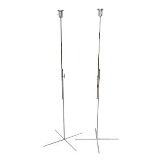 One Left Kurt Verson Style Thin Line Adjustable Height Chrome Floor Lamps For Sale