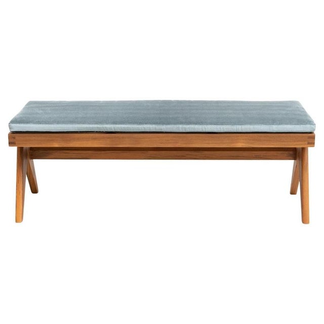 Civil Bench in Wood and Woven Viennese Cane with Cushion by P. Jeanneret for Cassina For Sale - Image 17 of 17