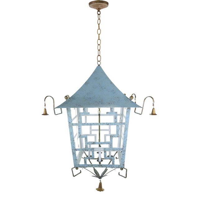 Art Deco Stunning Retro Pavilion Four-Light Chandelier For Sale - Image 3 of 12