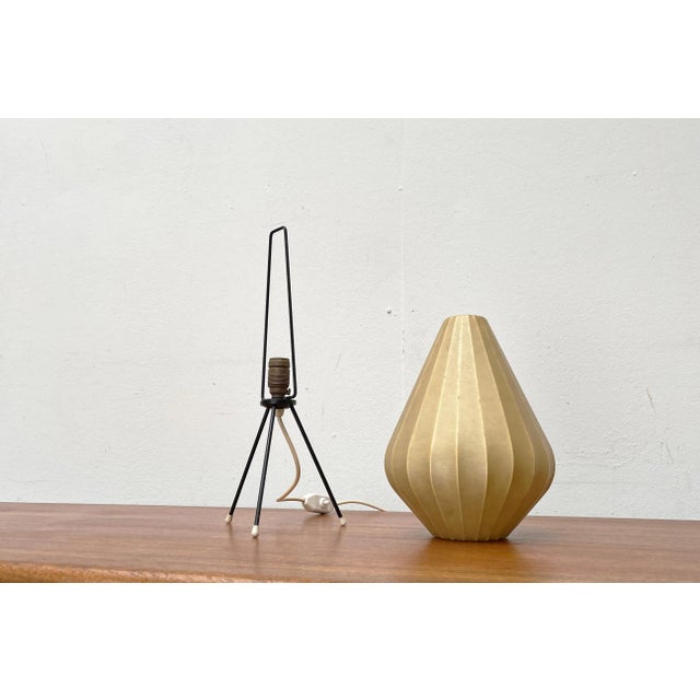 Mid-Century Modern German Minimalist Cocoon Tripod Table Lamp by Friedel Wauer for Goldkant Leuchten, 1960s For Sale - Image 12 of 18