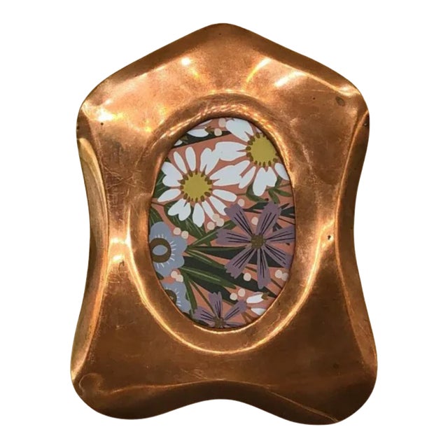 Antique Art Nouveau Hand-Hammered Copper Picture Frame For Sale