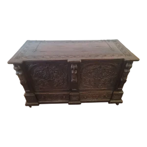 Antique Jacobean 17th Century Cassone Coffer Baroque Trunk Flemish Renaissance