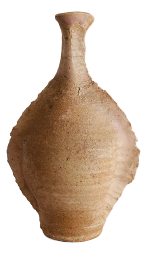 Sculptural Vase in Patinated Stoneware with Pink Reflections, Puisaye, France