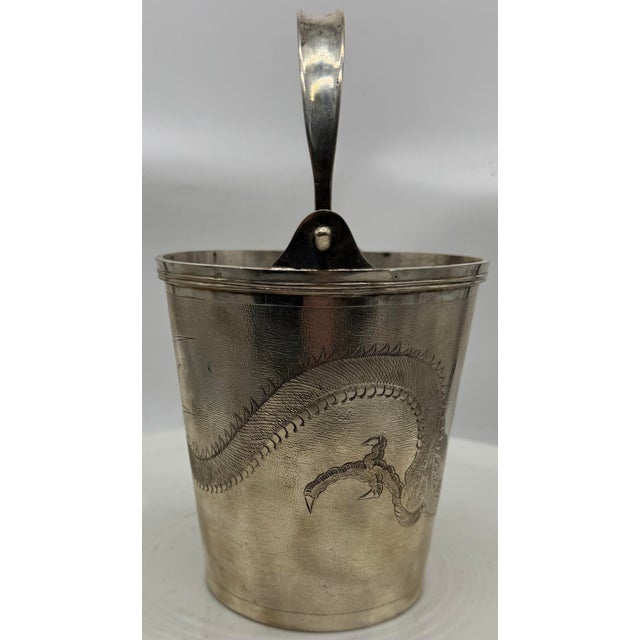 Antique 1920’s NanKing Store Sterling Silver Ice Bucket With Ice Tongs From Shanghai For Sale - Image 4 of 12