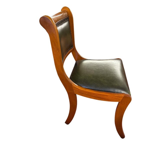 Vintage English Green Library Chair For Sale - Image 3 of 5