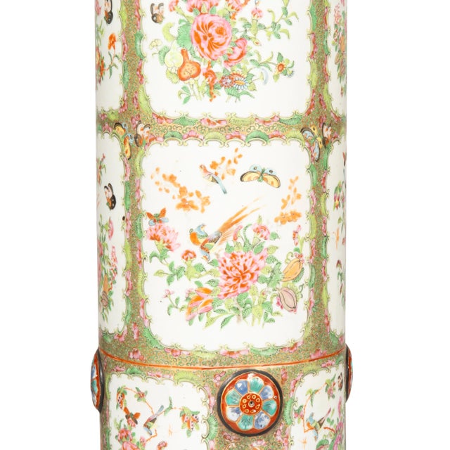 Chinese Export Rose Mandarin Umbrella Stand For Sale - Image 11 of 12