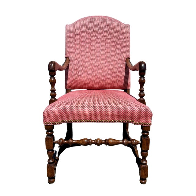 Rustic European Early 20th Century Louis XIII Style Walnut Fauteuil Armchair, Pair For Sale - Image 3 of 9