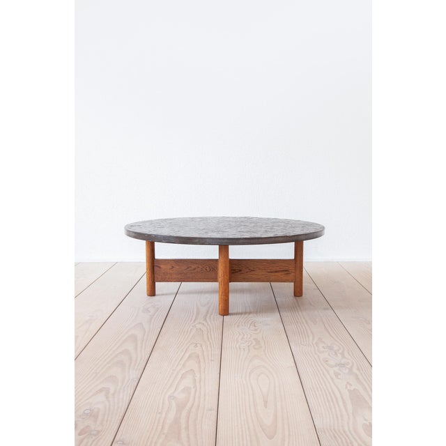 Mid-Century Modern French Oak Coffee Table with Fossils, 1960s For Sale - Image 3 of 10