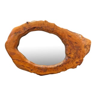 Large Burl Framed Mirror For Sale
