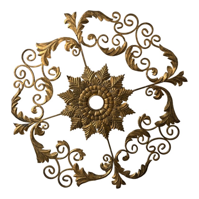 Decorative French Gold Ceiling Medallion, 19th Century For Sale