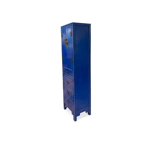 Chinese 1980s Asian Royal Blue Tribeca Loft Tall Cabinet For Sale - Image 3 of 5