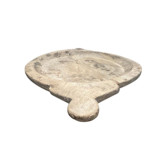 This vintage wood Parat bowl from India was once used to knead bread dough. It is a beautiful rustic piece and can be used...