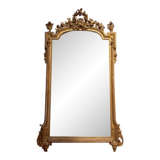 19th Century French Carved and Giltwood Louis XVI Mirror For Sale